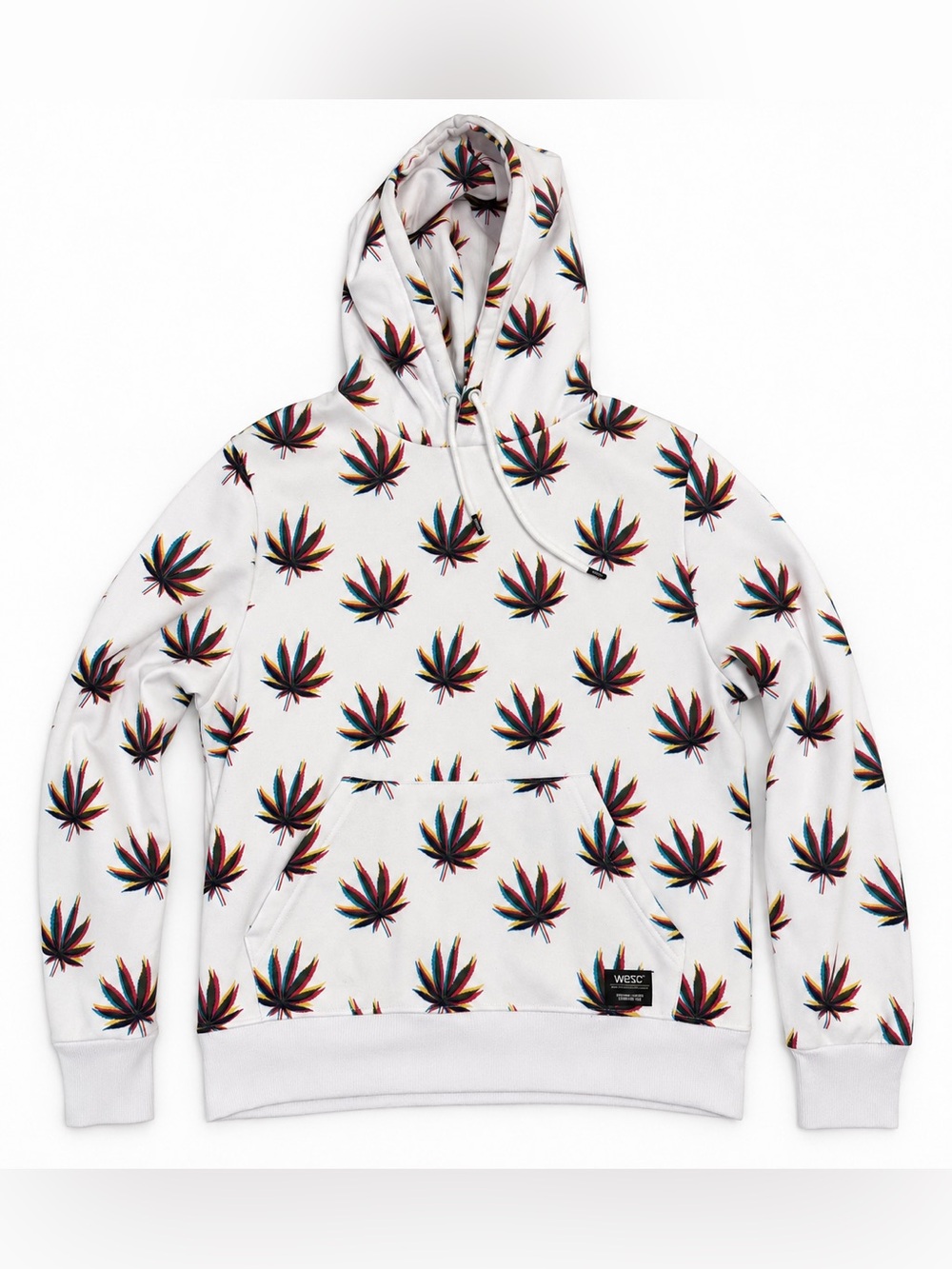 WeSC Men’s M Multicolor Cannabis Leaf Print Pullover Hoodie